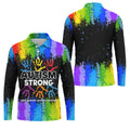 Autism Strong Rainbow Paint Splatter Golf Tops For Men, Autism Awareness Colors Golf Shirts For Men