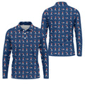 Cartoon Figures Golf Pose Navy Golf Shirt, Golf Tops For Men, Polo Shirts For Men, Golf Shirts For Men