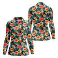 Large Hibiscus Flowers Tropical Vibe Ladies Golf Tops, Hawaiian Golf Shirts, Golf Shirt For Women