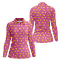 The Pink Taco Seamless Pattern Women's Golf Shirts, Women's Golf Tops, Ladies Golf Shirt