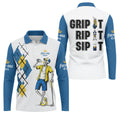 Fore-Ona Extra Blue Yellow Skeleton Golfer Beer Polo Shirt, Mens Golf Polo, Golf Apparel For Men
