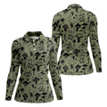 Vintage Mushroom Sketch Pattern Hawaiian Golf Shirt, Printed Golf Shirt, Women’s Golf Apparel