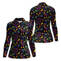 Neon Dinosaur Tropical Theme Hawaiian Golf Shirt, Golf Shirt For Women, Golfing Apparel