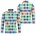 Colorful Argyle Golf Shirt, Classic Diamond Pattern Polo, Polo Shirts For Men