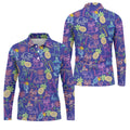 Neon Tropical Raccoon Cocktail Pattern Hawaiian Golf Shirt, Men's Golf Shirt, Polo Shirts For Men