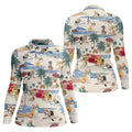Cute Corgi Beach Vacation Tropical Golf Polo Shirt, Golf Shirts For Women, Women's Golf Apparel