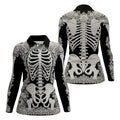 Floral Skeleton Halloween Golf Polo Shirt, Women’s Golf Polo, Golf Shirts For Women