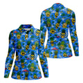 Pineapple Skull Golf Shirt, Tropical Island Volcano Pattern, Golf Shirt For Women