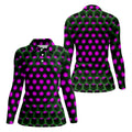 3D Effect Circular Pattern Purple Golf Shirt, Cool Golf Outfit, Women Golf Top, Ladies Golf Shirts