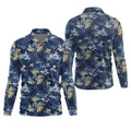 Navy Palm Tropical Hawaiian Vibe Golf Tops For Men, Golf Shirts For Men, Golf Gift For Men