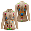 Hairy Body Serape Pattern Funny Cinco De Mayo Ladies Golf Tops, Golf Shirt For Women