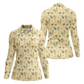 Retro Cocktail Drinks Pattern Golf Polo Shirt, Ladies Golf Tops, Performance Golf Shirt
