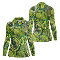 Paisley Print Green Golf Shirt, Ladies Golf Shirts, Golf Shirt For Women, Ladies Golf Polos