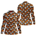 Halloween Skull Pumpkin Pattern Golf Polo Shirt, Ladies Golf Tops, Golf Shirts For Women