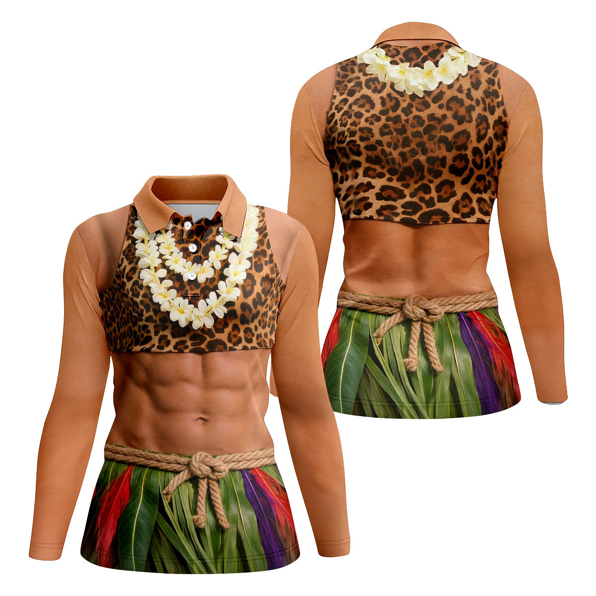 Hawaiian Hula Costume Muscle Polo Shirt, Women's Summer Shirts, Funny Shirts For Women