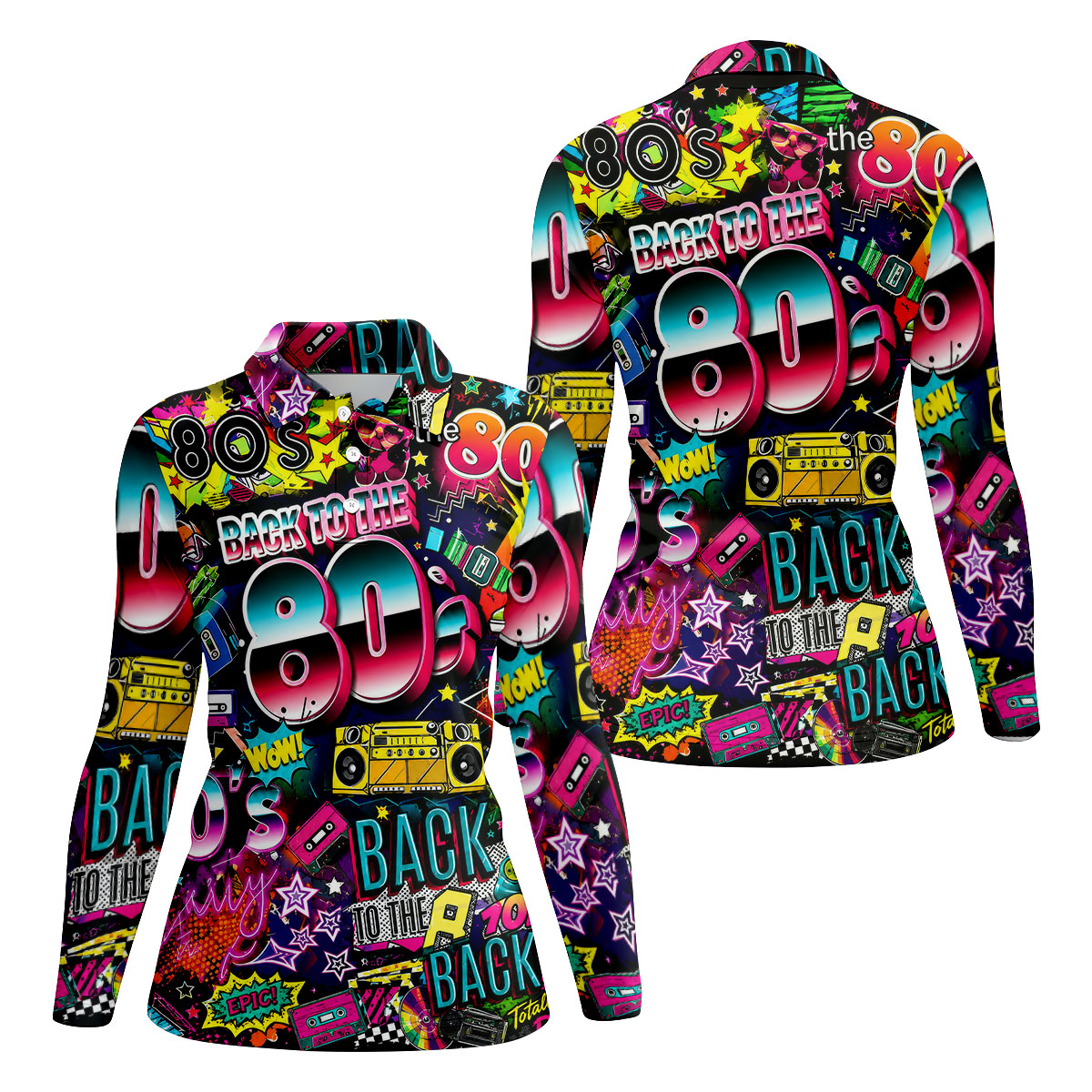 Back To The 80s Vintage Hawaiian Golf Shirt, Women's Golf Tops, Ladies Golf Shirts