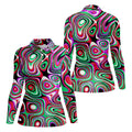 Pink And Green Fluid Art Cool Golf Shirt, Women's Golf Tops, Ladies Golf Shirts, Women's Polo Shirt