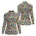 Autism Awareness Color Leopard Pattern White Golf Shirt, Women's Golf Tops, Ladies Golf Shirts, Ladies Golf Polos