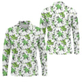 Green Cocktail Splash Pattern Golf Shirt, Mens Golf Shirts, Hawaiian Golf Shirt, Golf Polo Shirts For Men