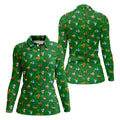 Christmas Characters Golf And Beer Green Women's Funny Golf Shirts, Christmas Golf Shirt, Polo Shirts For Women