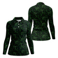 Dinosaurs In The Forest Deep Forest Green Hawaiian Golf Shirt, Women's Polo Shirt