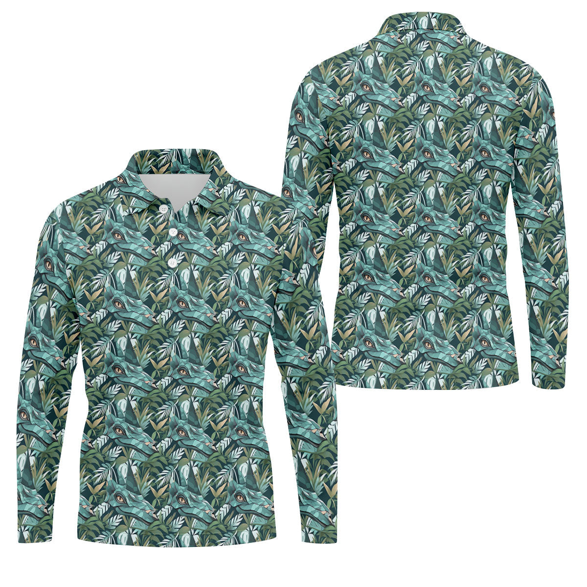 Dinosaur Head Tropical Vibe Golf Tops For Men, Polo Shirts For Men, Golf Shirts For Men