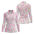 Faith Hope Love Floral Breast Cancer Polo Shirt, Golf Tops For Women, Printed Golf Shirt
