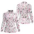 Pink Golf Cart Ribbon Breast Cancer Polo Shirt, Womens Golf Polo, Golf Tops For Women