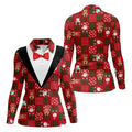 Red Plaid Funny Holiday Vintage Print Women Golf Top, Christmas Golf Shirt, Ladies Golf Tops