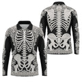 Floral Skeleton Halloween Golf Polo Shirt, Golf Shirts For Men, Mens Golf Apparel