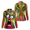Screaming Face Colorful Retro Hawaiian Golf Shirt, Fun Women's Golf Shirts