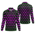 3D Effect Circular Pattern Purple Golf Shirt, Cool Golf Outfit, Men's Funny Golf Shirts, Polo Shirts For Men