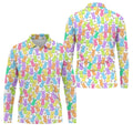 Pastel Easter Peeps Daisy Pattern Golf Shirts For Men, Cute Golf Outfit, Polo Shirts For Men