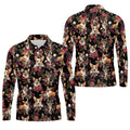 Cute Corgi Floral Hawaiian Pattern Polo Shirt, Mens Golf Polo, Funny Golf Shirt
