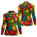 Vibrant Maple Leaf Autumn Forest Hawaiian Golf Polo, Golf Tops For Women, Golfing Apparel