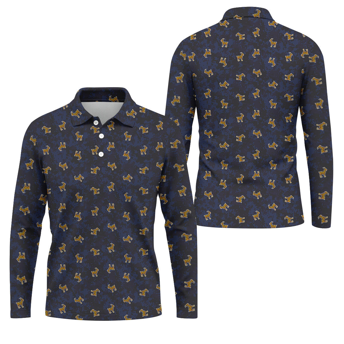 Tiger Goat Digital Camouflage Funny Golf Shirt, Polo Shirts For Men, Golf Shirts For Men