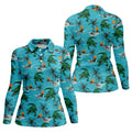 Tropical Alligators on Island Beaches Hawaiian Golf Polo, Golf Tops For Women, Golfing Apparel