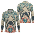 Vintage Shark Jaw Tattoo Art Golf Polo Shirt, Golf Shirts For Men, Printed Golf Shirts