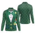 St Patrick's Day Green Shamrock Suit Whiskey Golf Print Golf Shirt, Polo Shirts For Men, Golf Shirts For Men