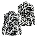 Zebra Print Golf Shirt, Black White Animal Pattern 's Golf Polo, Polo Shirts For Women