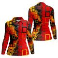 Geometric Abstract Art Hawaiian Golf Shirt, Retro Golf Shirt, Women's Golf Tops, Ladies Golf Shirts