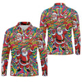 Funny Tropical Santa Christmas Polo Shirt, Mens Golf Polo, Christmas Shirts For Men