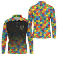 In A World Where You Can Be Anything Be Kind Autism Awareness Puzzle Pattern Black Fade Men's Golf Shirt