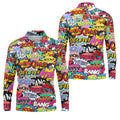 Comic Pop Art Golf Shirt, Retro Speech Bubble Pattern, Polo Shirts For Men