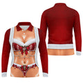 Elegant Santa Bra Bow Christmas Golf Shirt, Mens Golf Shirts, Polo Shirts For Men