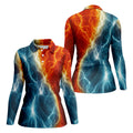 Lightning Fire And Ice Split Golf Polo Shirt, Golf Shirts For Women, Women's Golf Apparel