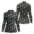 Dark Grim Reaper Skull Pattern Golf Polo Shirt, Women's Golf Polo, Ladies Golf Tops