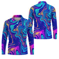 Vibrant Abstract Liquid Pattern Golf Shirt, Mens Polo Shirt, Performance Golf Shirt, Hawaiian Golf Shirt