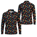 Guitar Pattern Hawaiian Golf Shirt, Music Lover Men's Golf Shirt, Polo Shirts For Men