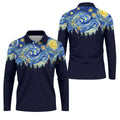 Van Gogh Inspired Starry Night Forest Hawaiian Golf Polo, Golf Tops For Men, Golfing Apparel